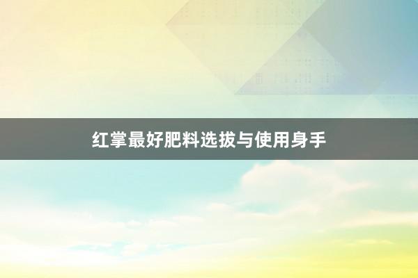 红掌最好肥料选拔与使用身手
