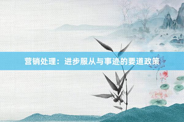 营销处理：进步服从与事迹的要道政策